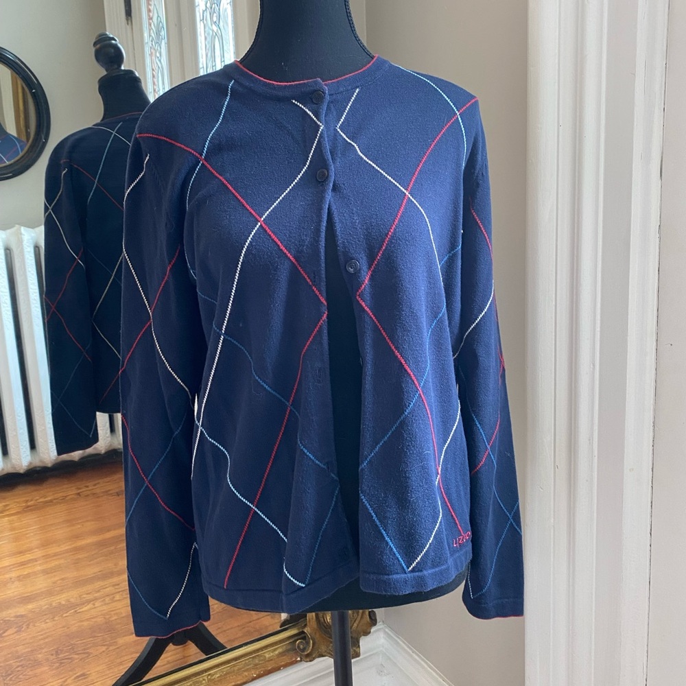 Liz Claiborne Navy and Red Knit Sweater